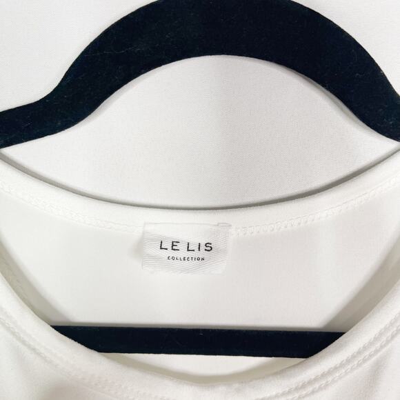 Le Lis Collection Womens Small White Twist Cut Out Bodysuit Tank Snap Closure - Picture 9 of 10